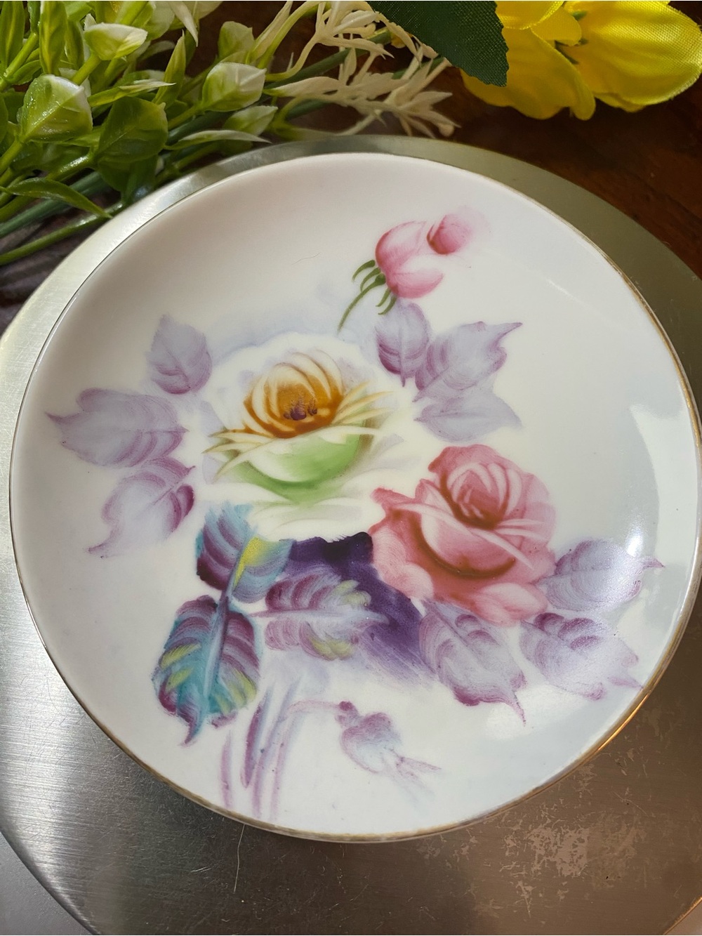 Vintage Japanese hand-painted porcelain decorative plate/butter pats